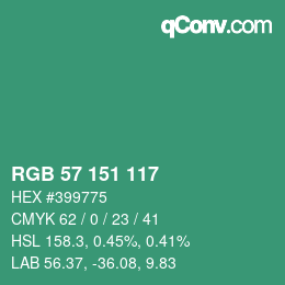 Color code: RGB 57 151 117 | qconv.com