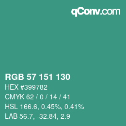 Color code: RGB 57 151 130 | qconv.com