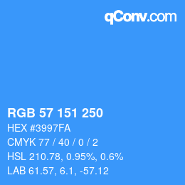 Color code: RGB 57 151 250 | qconv.com
