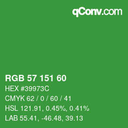 Color code: RGB 57 151 60 | qconv.com