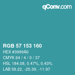 Color code: RGB 57 153 160 | qconv.com