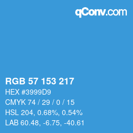 Color code: RGB 57 153 217 | qconv.com