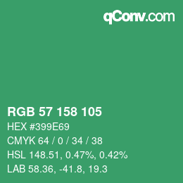 颜色代码: RGB 57 158 105 | qconv.com