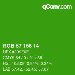 カラーコード: RGB 57 158 14 | qconv.com