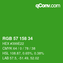 Color code: RGB 57 158 34 | qconv.com