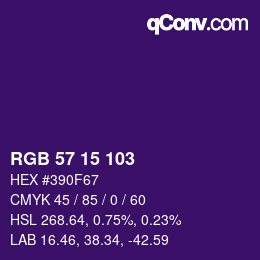 カラーコード: RGB 57 15 103 | qconv.com