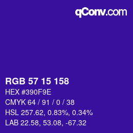Color code: RGB 57 15 158 | qconv.com