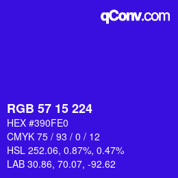 カラーコード: RGB 57 15 224 | qconv.com