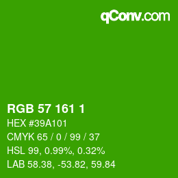 カラーコード: RGB 57 161 1 | qconv.com