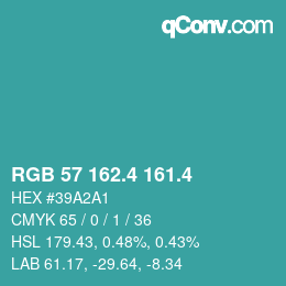 カラーコード: RGB 57 162.4 161.4 | qconv.com