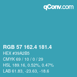 カラーコード: RGB 57 162.4 181.4 | qconv.com
