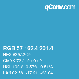 カラーコード: RGB 57 162.4 201.4 | qconv.com