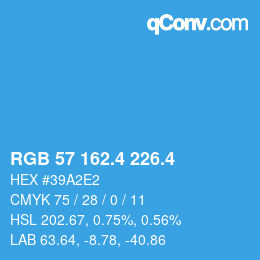 カラーコード: RGB 57 162.4 226.4 | qconv.com