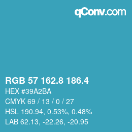 カラーコード: RGB 57 162.8 186.4 | qconv.com