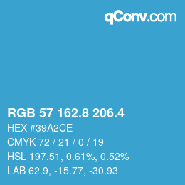 カラーコード: RGB 57 162.8 206.4 | qconv.com