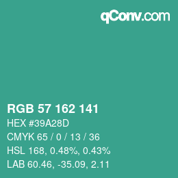 Color code: RGB 57 162 141 | qconv.com