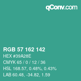 Color code: RGB 57 162 142 | qconv.com