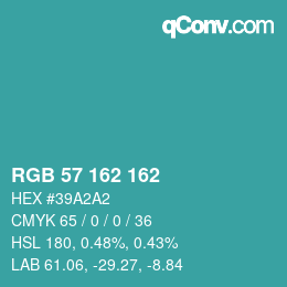 カラーコード: RGB 57 162 162 | qconv.com