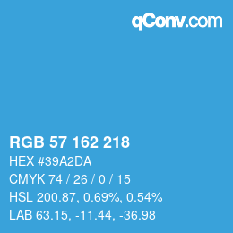 Color code: RGB 57 162 218 | qconv.com