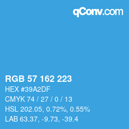 Color code: RGB 57 162 223 | qconv.com
