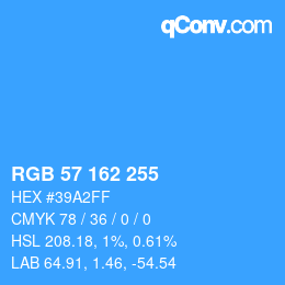 カラーコード: RGB 57 162 255 | qconv.com