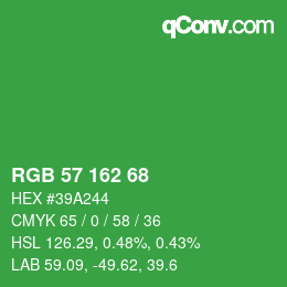 Color code: RGB 57 162 68 | qconv.com