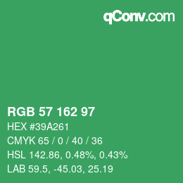 Color code: RGB 57 162 97 | qconv.com