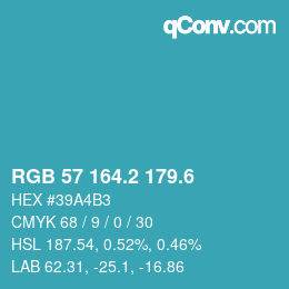 カラーコード: RGB 57 164.2 179.6 | qconv.com