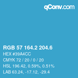 カラーコード: RGB 57 164.2 204.6 | qconv.com