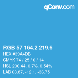 カラーコード: RGB 57 164.2 219.6 | qconv.com