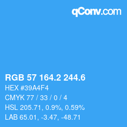 カラーコード: RGB 57 164.2 244.6 | qconv.com