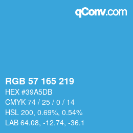 Color code: RGB 57 165 219 | qconv.com