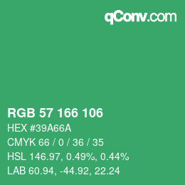 Color code: RGB 57 166 106 | qconv.com