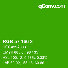 Color code: RGB 57 166 3 | qconv.com