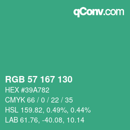颜色代码: RGB 57 167 130 | qconv.com