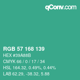 Color code: RGB 57 168 139 | qconv.com