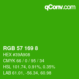 Color code: RGB 57 169 8 | qconv.com