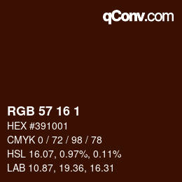 Color code: RGB 57 16 1 | qconv.com