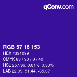 カラーコード: RGB 57 16 153 | qconv.com