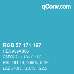 Color code: RGB 57 171 197 | qconv.com