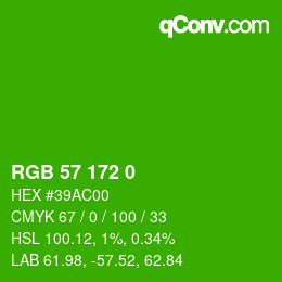 カラーコード: RGB 57 172 0 | qconv.com