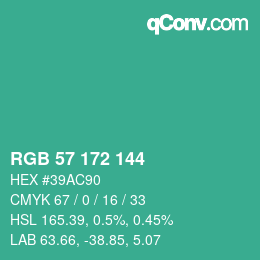 颜色代码: RGB 57 172 144 | qconv.com