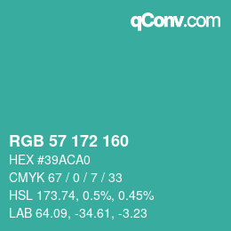 Color code: RGB 57 172 160 | qconv.com