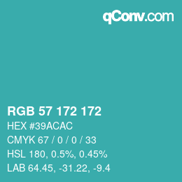 カラーコード: RGB 57 172 172 | qconv.com