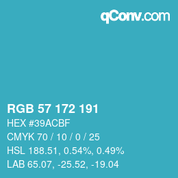 Color code: RGB 57 172 191 | qconv.com