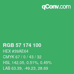 Color code: RGB 57 174 100 | qconv.com
