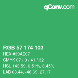 Color code: RGB 57 174 103 | qconv.com
