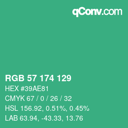Color code: RGB 57 174 129 | qconv.com