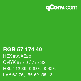 Color code: RGB 57 174 40 | qconv.com