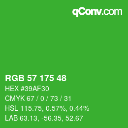 Color code: RGB 57 175 48 | qconv.com